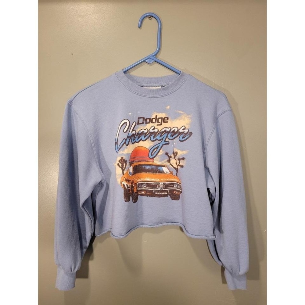 Dodge Charger Graphic Print Pullover Sweatshirt, Women's Size XS, Blue Multi